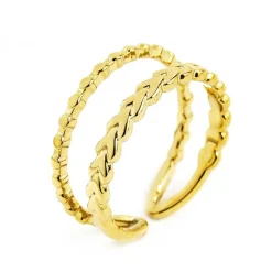 Hot Anello doppia fascia trama puntinata e chevron Anelli