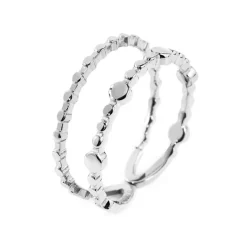 New Anello doppia fascia trama puntinata mista Anelli