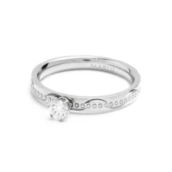 Discount Anello texture cerchi con zircone centrale Anelli