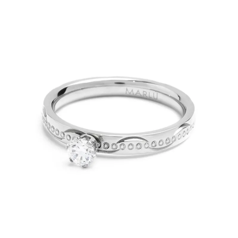 Discount Anello texture cerchi con zircone centrale Anelli