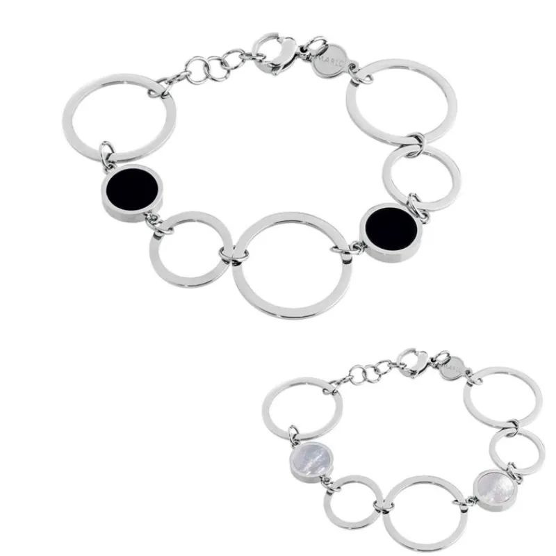 Outlet Bracciale a cerchi con acrilico e madreperla Bracciali
