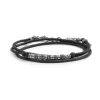 Discount Bracciale a doppio giro con cordino strobel elementi acciaio con trama Bracciali