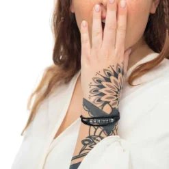 Discount Bracciale a doppio giro con cordino strobel elementi acciaio con trama Bracciali