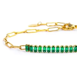 Hot Bracciale catena con tennis cristalli baguette centrali Bracciali
