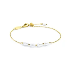 Hot Bracciale catena cross con perle ovali Bracciali