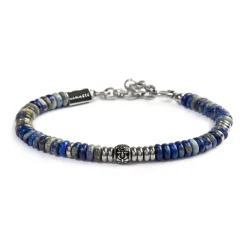 Discount Bracciale catena dischetti in pietra e acciaio Bracciali