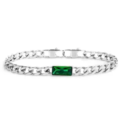 Outlet Bracciale catena grumetta con cristallo baguette centrale Bracciali