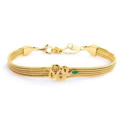 Online Bracciale catena multifilo con serpente e zircone Bracciali