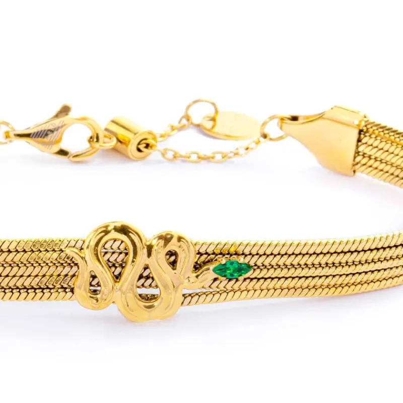 Online Bracciale catena multifilo con serpente e zircone Bracciali