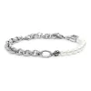 New Bracciale catena rolò con trama e perle Bracciali