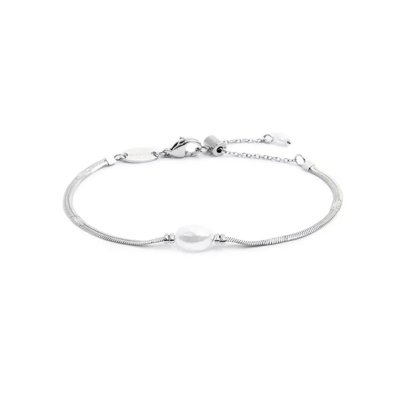 Sale Bracciale catena snake con perla ovale centrale Bracciali