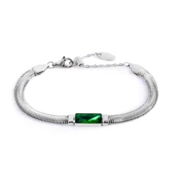 Clearance Bracciale catena snake con cristallo baguette centrale Bracciali