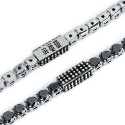 Online Bracciale catena tennis con zirconi neri 4mm Bracciali