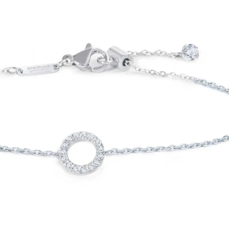 Hot Bracciale cerchio con zirconi bianchi Bracciali