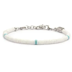 Sale Bracciale con dischetti conchiglie bianche e turchesi Bracciali