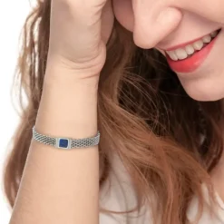Fashion Bracciale con pietra centrale catena mesh Bracciali