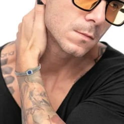 Fashion Bracciale con pietra centrale catena mesh Bracciali