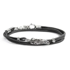 Fashion Bracciale con piuma con cordino strobel doppio filo Bracciali