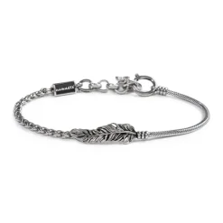 Online Bracciale con piuma con catena snake e sonaglio Bracciali