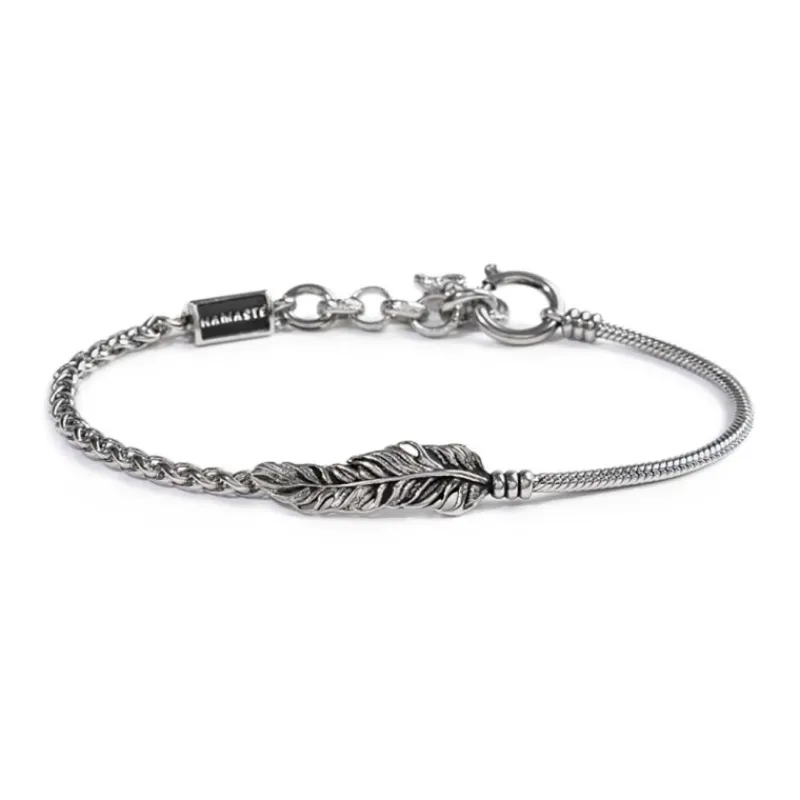 Online Bracciale con piuma con catena snake e sonaglio Bracciali
