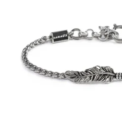 Online Bracciale con piuma con catena snake e sonaglio Bracciali
