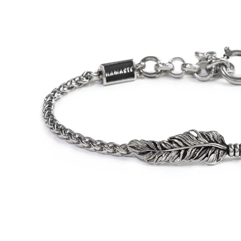 Online Bracciale con piuma con catena snake e sonaglio Bracciali