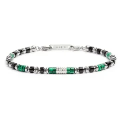 Discount Bracciale con rondelle in malachite ed onice nera e cilindro diamantato Bracciali