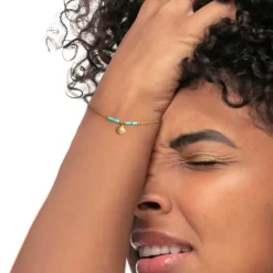New Bracciale conchiglia pendente con perla e perline a tubo turchesi Bracciali