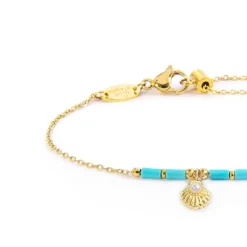 New Bracciale conchiglia pendente con perla e perline a tubo turchesi Bracciali