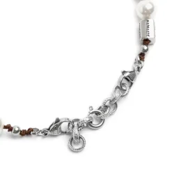 Outlet Bracciale cordino marrone con perle 8mm Bracciali