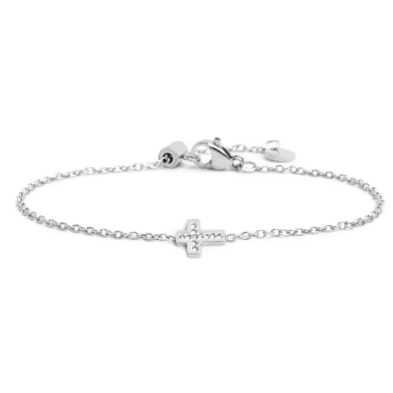 Discount Bracciale croce con cristalli Bracciali