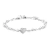 Hot Bracciale cuore cristalli doppia catena con perle Bracciali