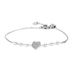 Online Bracciale cuore cristalli con perle Bracciali