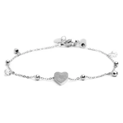 Clearance Bracciale cuore madreperla con sfere e zirconi Bracciali