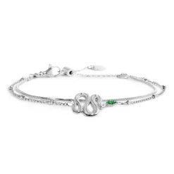 Outlet Bracciale doppia catena con serpente e zircone Bracciali