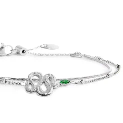 Outlet Bracciale doppia catena con serpente e zircone Bracciali