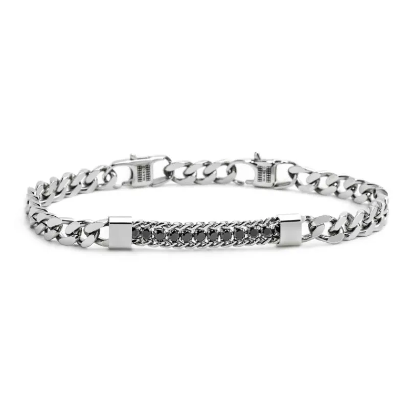 Clearance Bracciale grumetta con zirconi centrali Bracciali