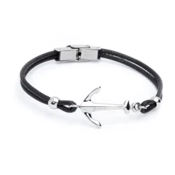 Discount Bracciale in pelle con ancora Bracciali