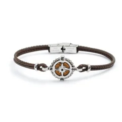 Discount Bracciale in pelle con rosa dei venti Bracciali