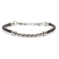 Fashion Bracciale in pelle sintetica con catena twisted Bracciali