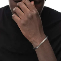Fashion Bracciale in pelle sintetica con catena twisted Bracciali