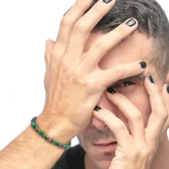 Online Bracciale malachite e occhio di tigre 6mm Bracciali
