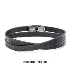Outlet Bracciale pelle timeto free yuor soul Bracciali