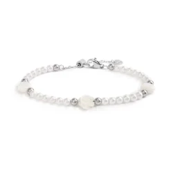 Clearance Bracciale perle con rosa in madreperla Bracciali
