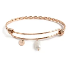 Sale Bracciale rigido bangle torchon con perla Bracciali
