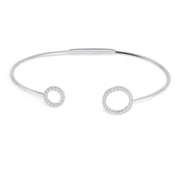 Sale Bracciale rigido cerchi con zirconi bianchi Bracciali