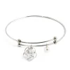 Sale Bracciale rigido con rosa e perla pendente Bracciali