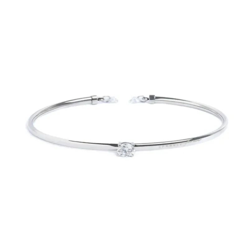 Clearance Bracciale rigido con zircone 5,25mm centrale e zirconi alle estremità Bracciali