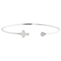 Online Bracciale rigido croce con cristalli Bracciali