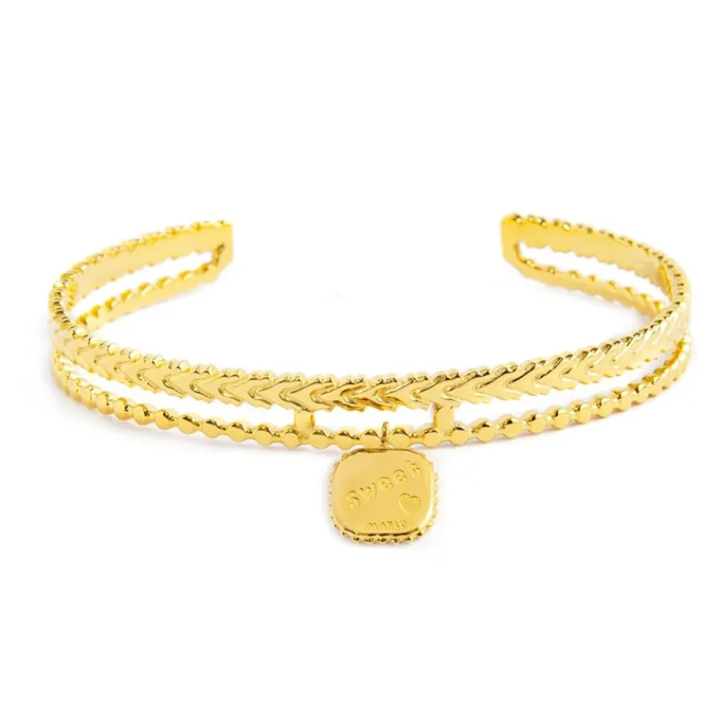 Clearance Bracciale rigido piastrina cuore pendente Bracciali